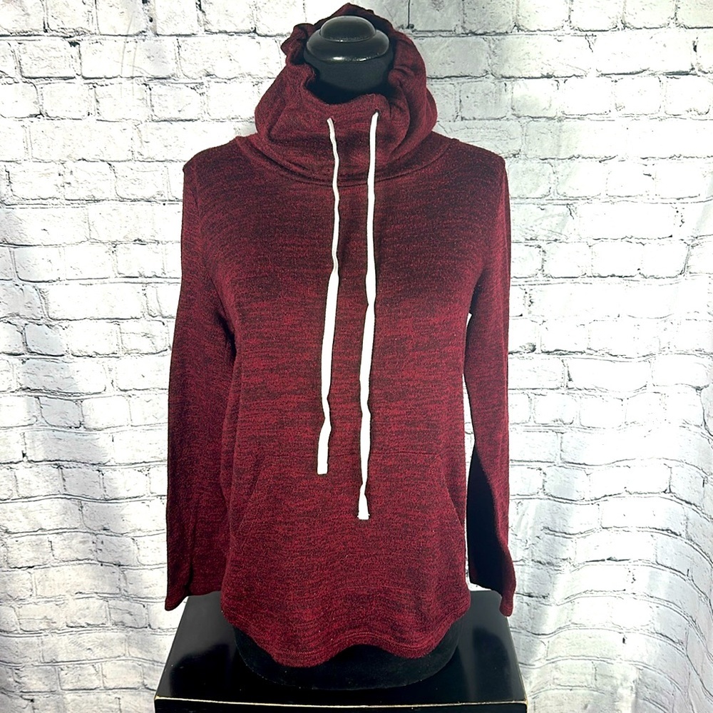 Iris sweater turtleneck drawstring burgundy Large
